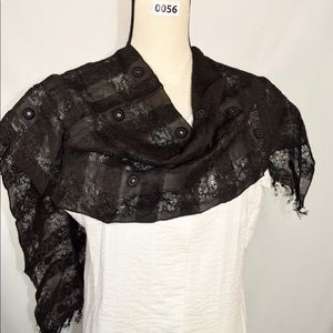 #56. Black semi- sheer mirror- inlay shawl/scarf.